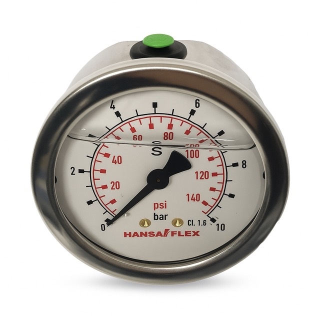 MANOMETR GLICERYNOWY 0–10 BAR —TYLNY PRZYŁĄCZ