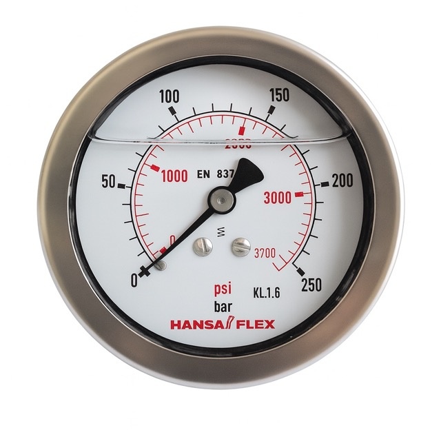 MANOMETR GLICERYNOWY 0–250 BAR — TYLNY PRZYŁĄCZ