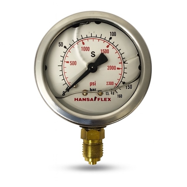 MANOMETR GLICERYNOWY 0–160 BAR — DOLNY PRZYŁĄCZ